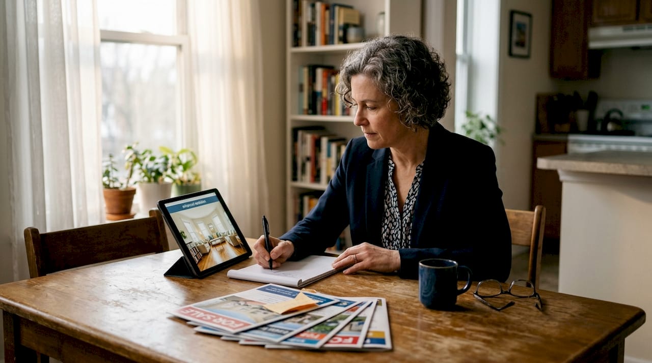 Real estate agent reviewing high-resolution listing photos