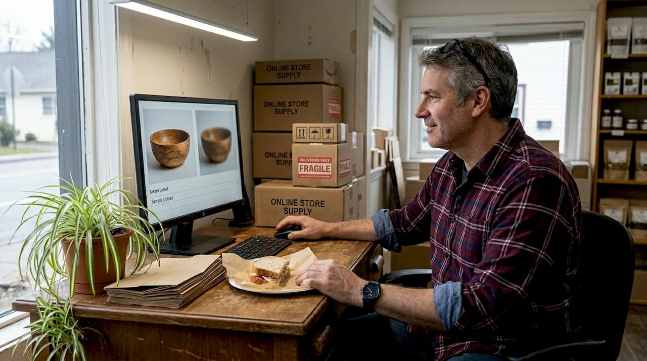 Business owner comparing clear versus blurry product images