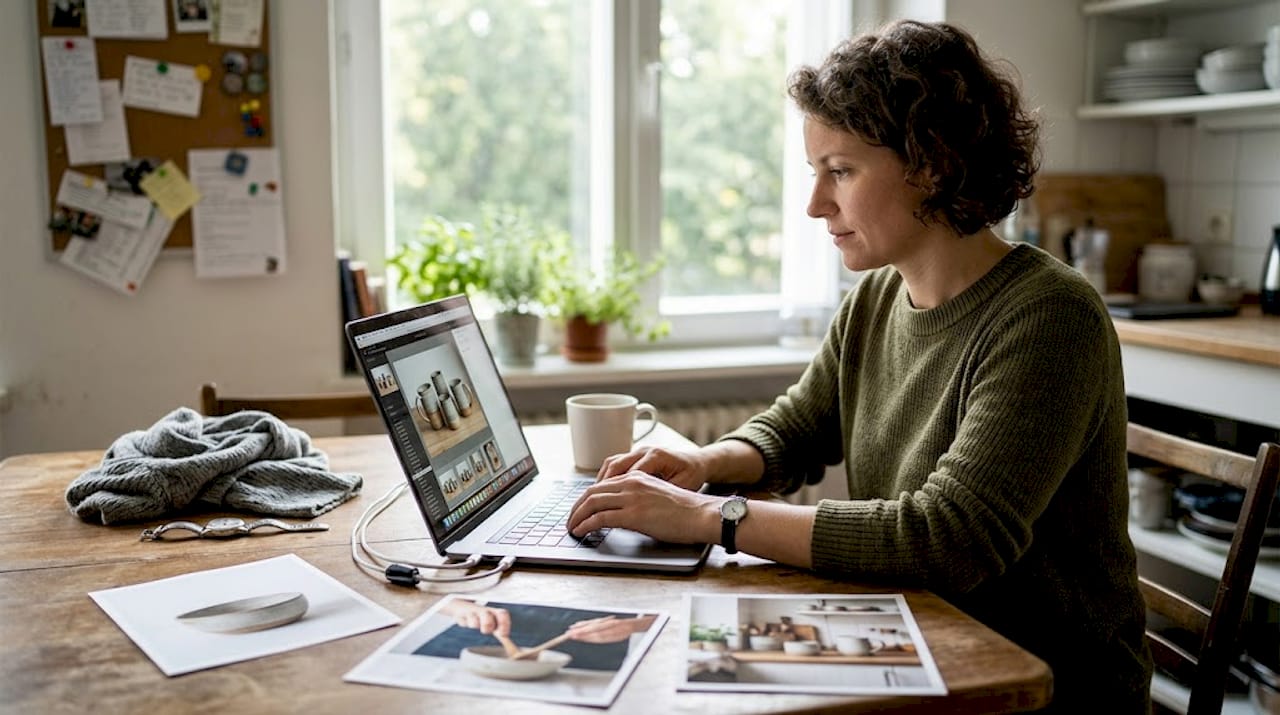 E-commerce seller reviewing different product photography types
