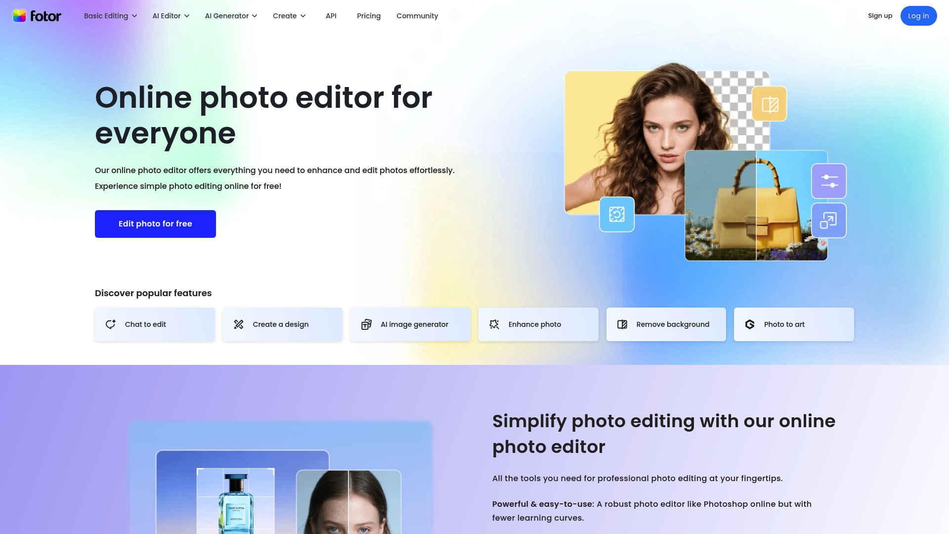 Fotor online photo editor screenshot