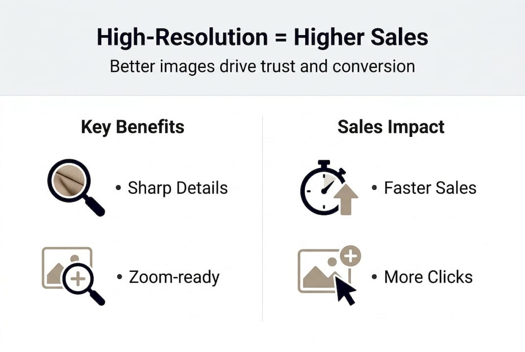 Infographic showing how high-resolution images boost sales