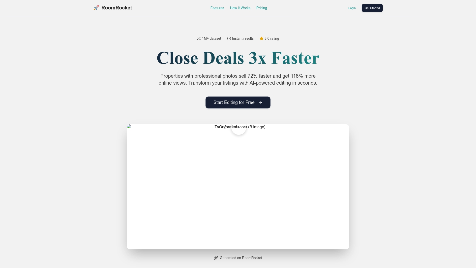 RoomRocket virtual staging tool screenshot