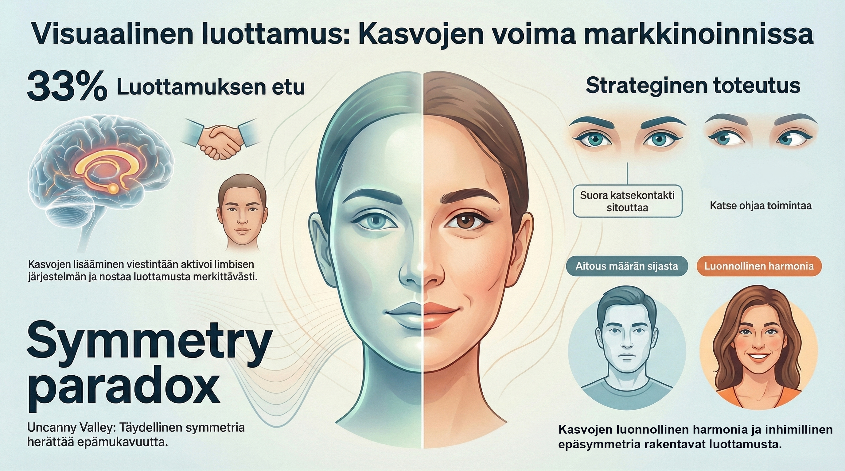 Infografiikka kasvojen voimasta markkinoinnissa